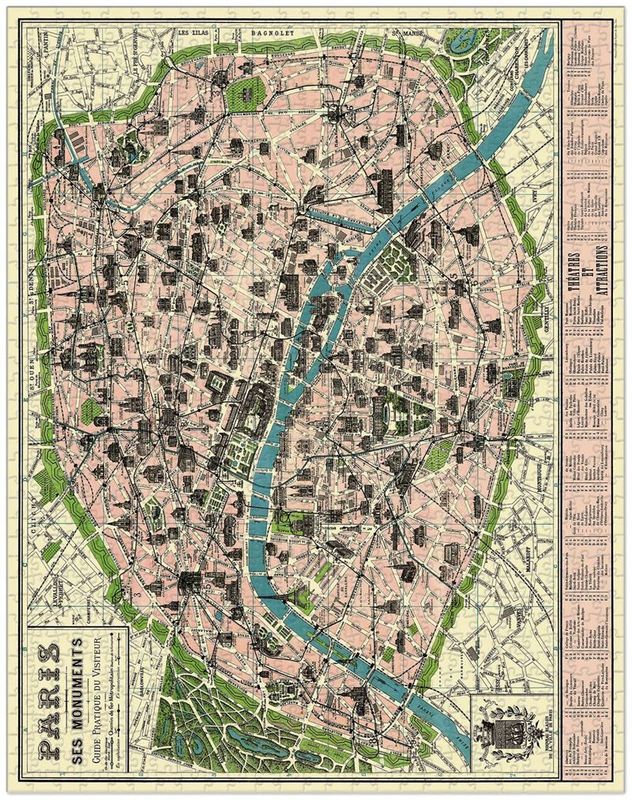Vintage puzzle- Map of Paris 1000 Piece