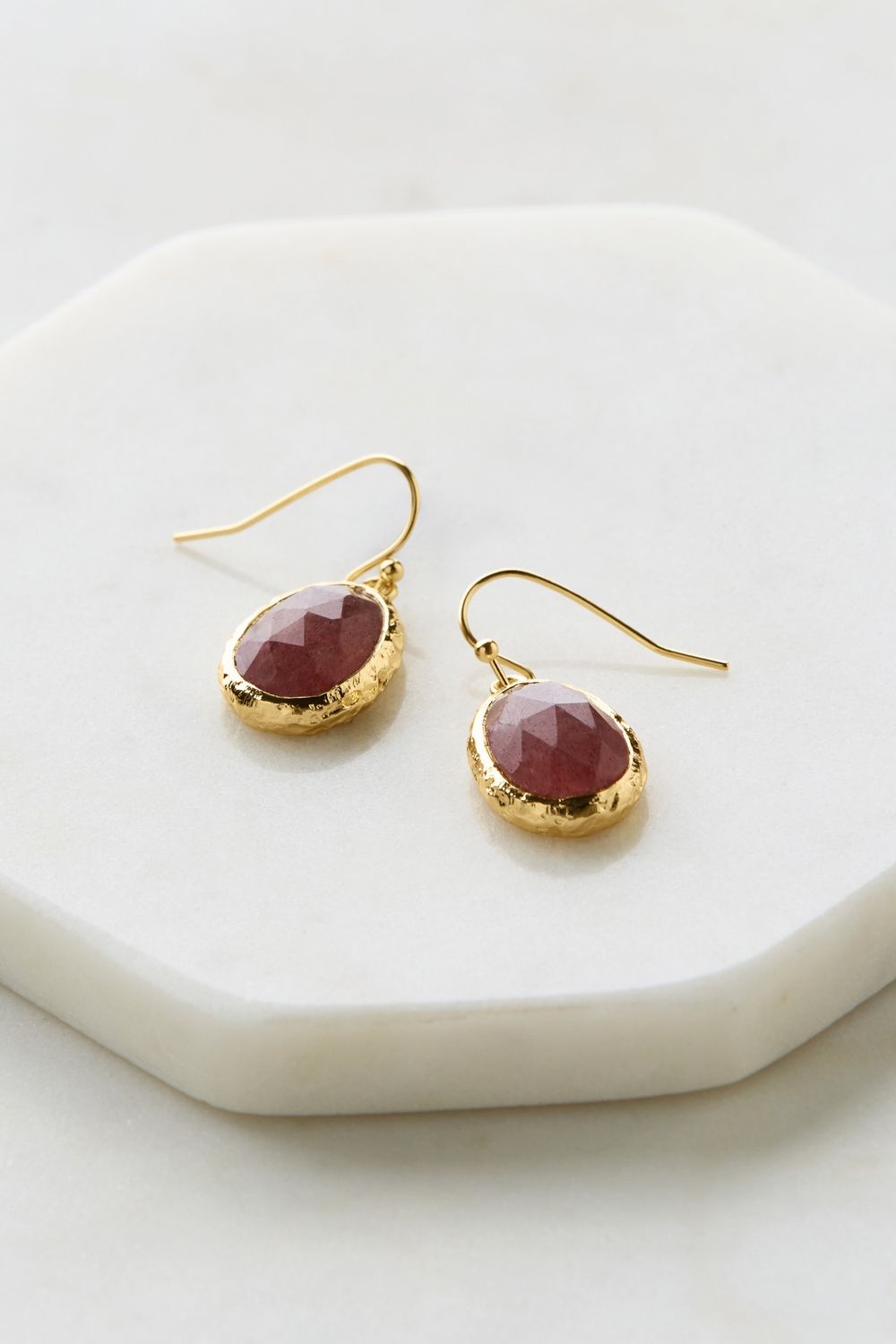 Lucy earring- Strawberry Quartz