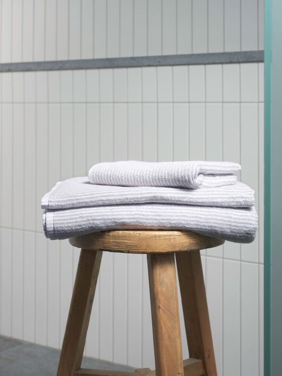 Stripe cotton bath towel- Grey/White