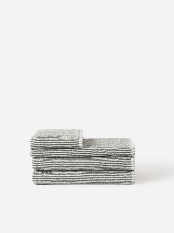 Stripe cotton bath towel- Olive/White