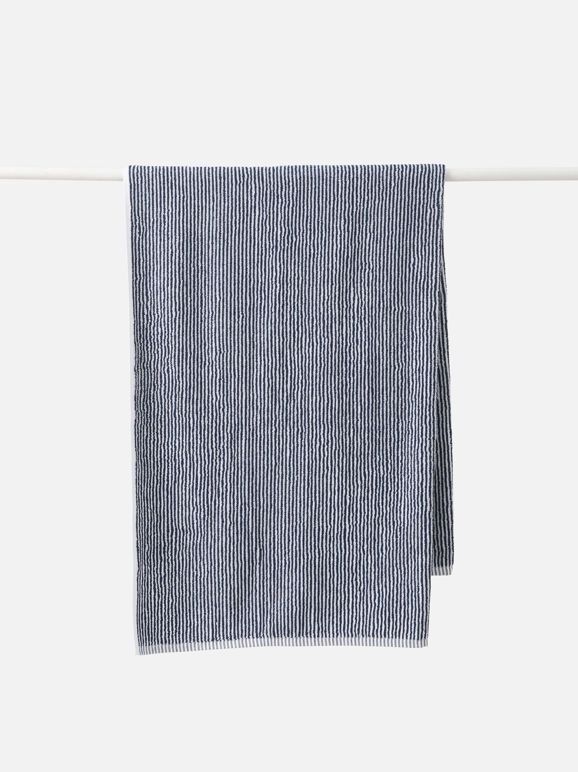 Stripe cotton bath towel- Navy/White