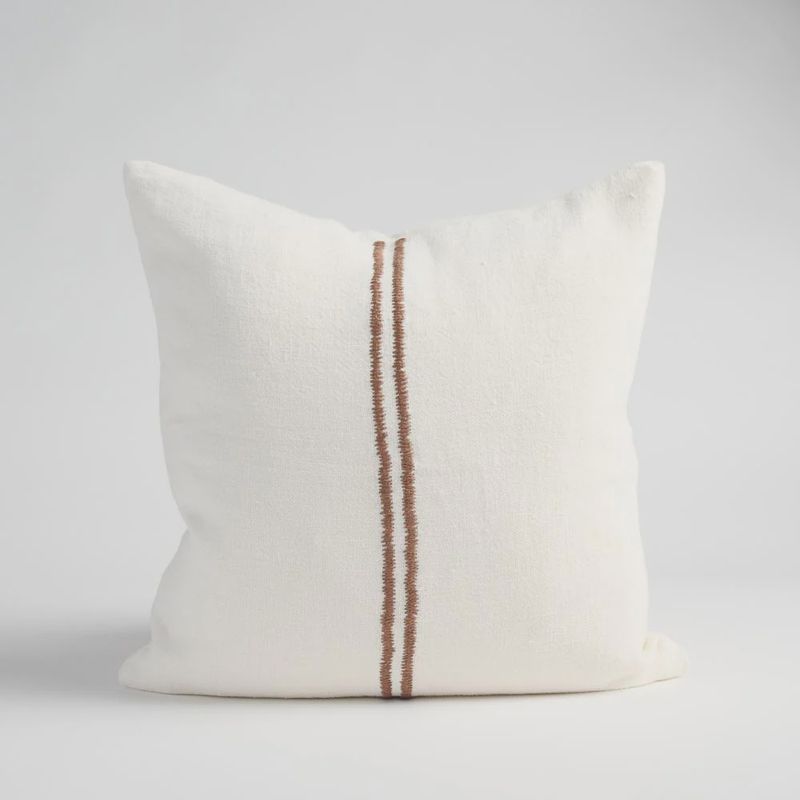 Orion Linen Cushion- Off white/Chocolate