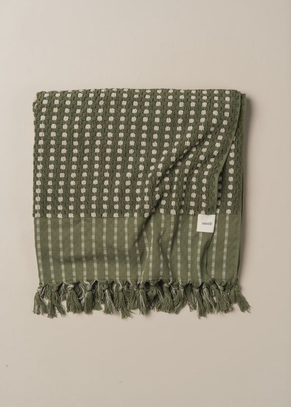 Chickpea Bath Sheet-Olive/Stone