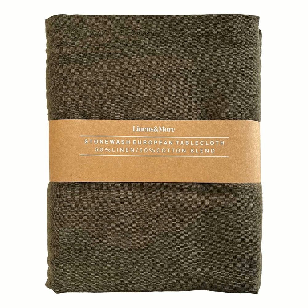 Forage Tablecloth- Linen/Cotton Blend 150x200cm, Colour: Olive