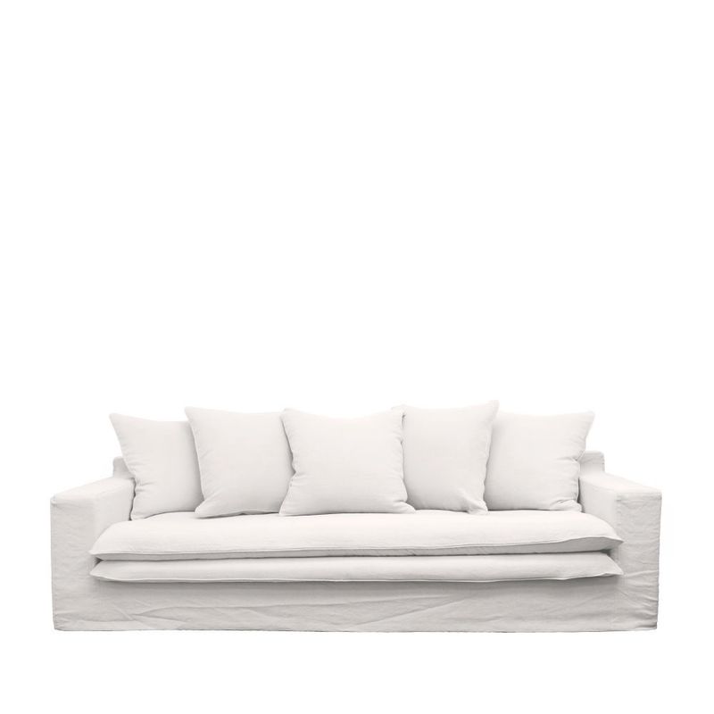 Keely Slipcover Sofa 3 Seater- White