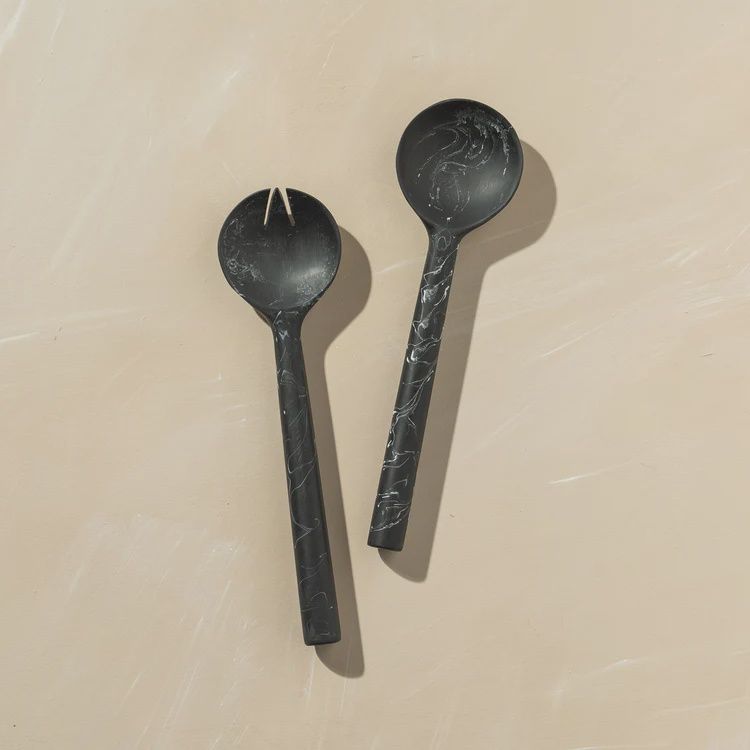 Flow Resin Salad Server- Ash Black