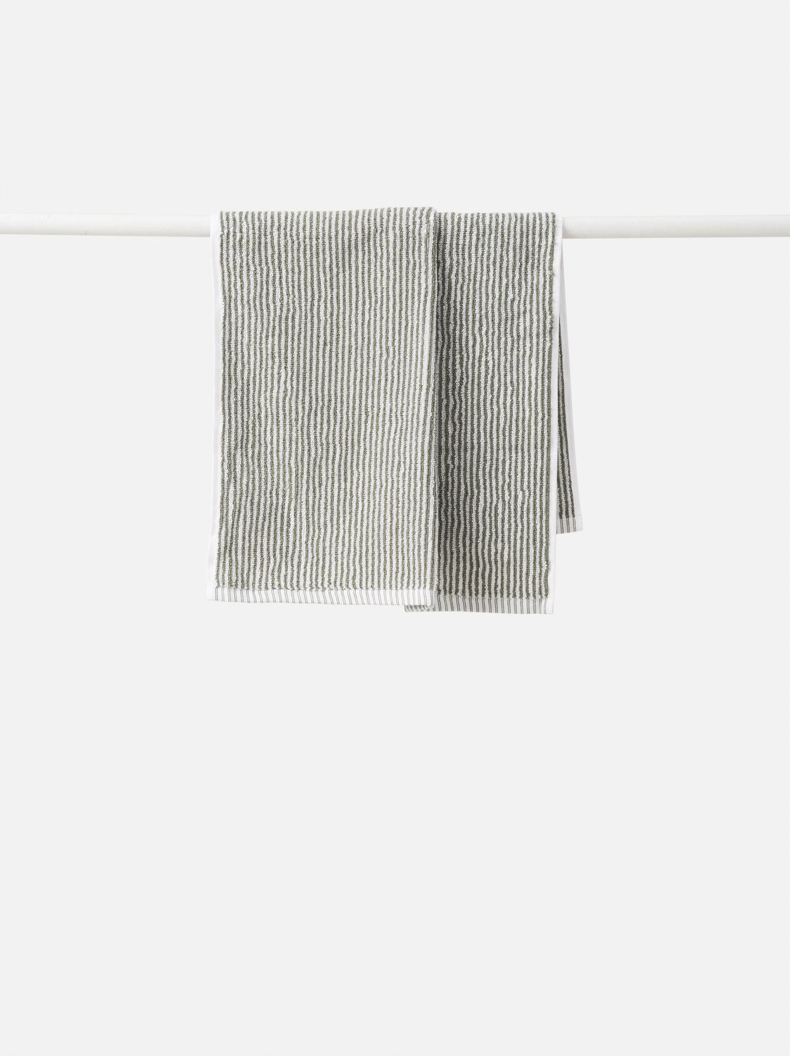 Stripe cotton hand towel, Colour: Olive