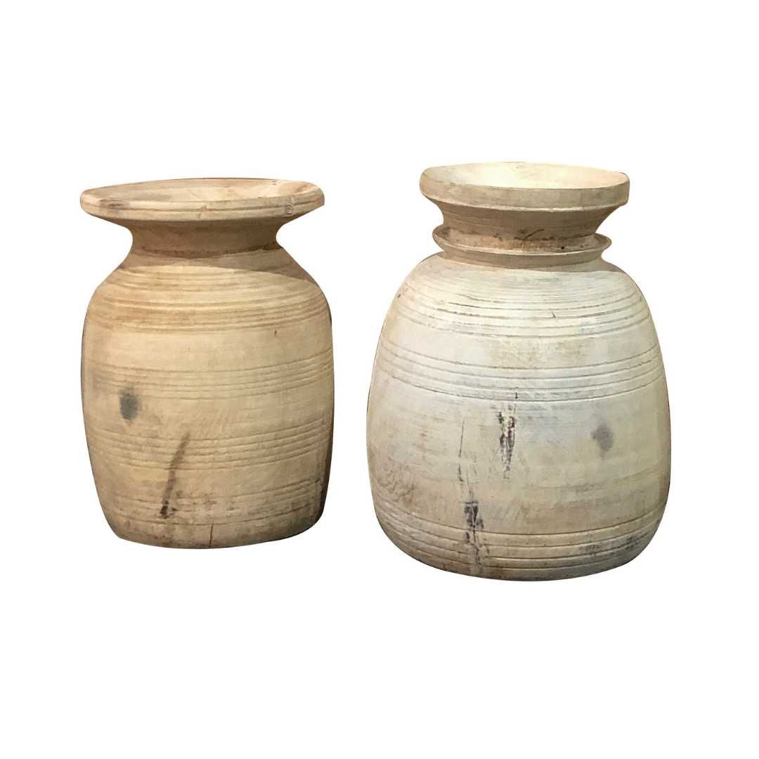 Wooden Water Pot- Bleached