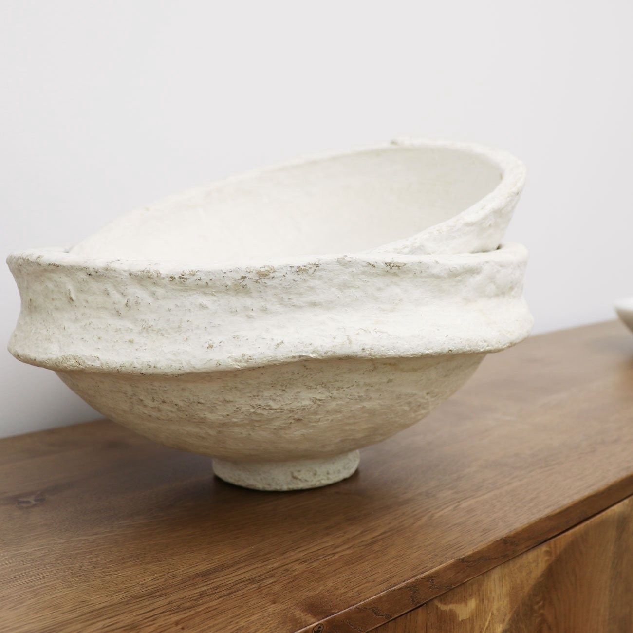 White Paper Mache Bowl- Medium