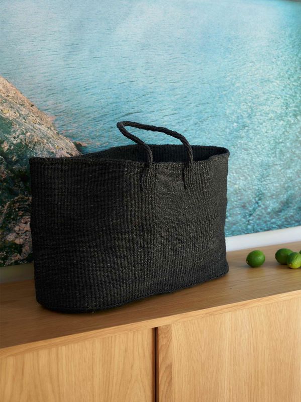 Sisal Oval Basket- Charcoal