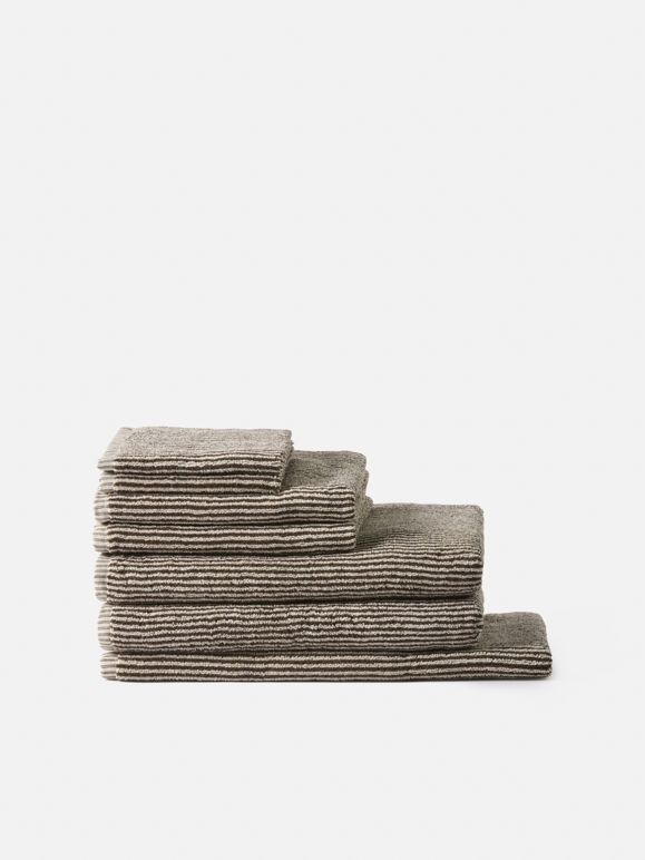 Stripe Cotton Bath Towel- Cocoa/Bone