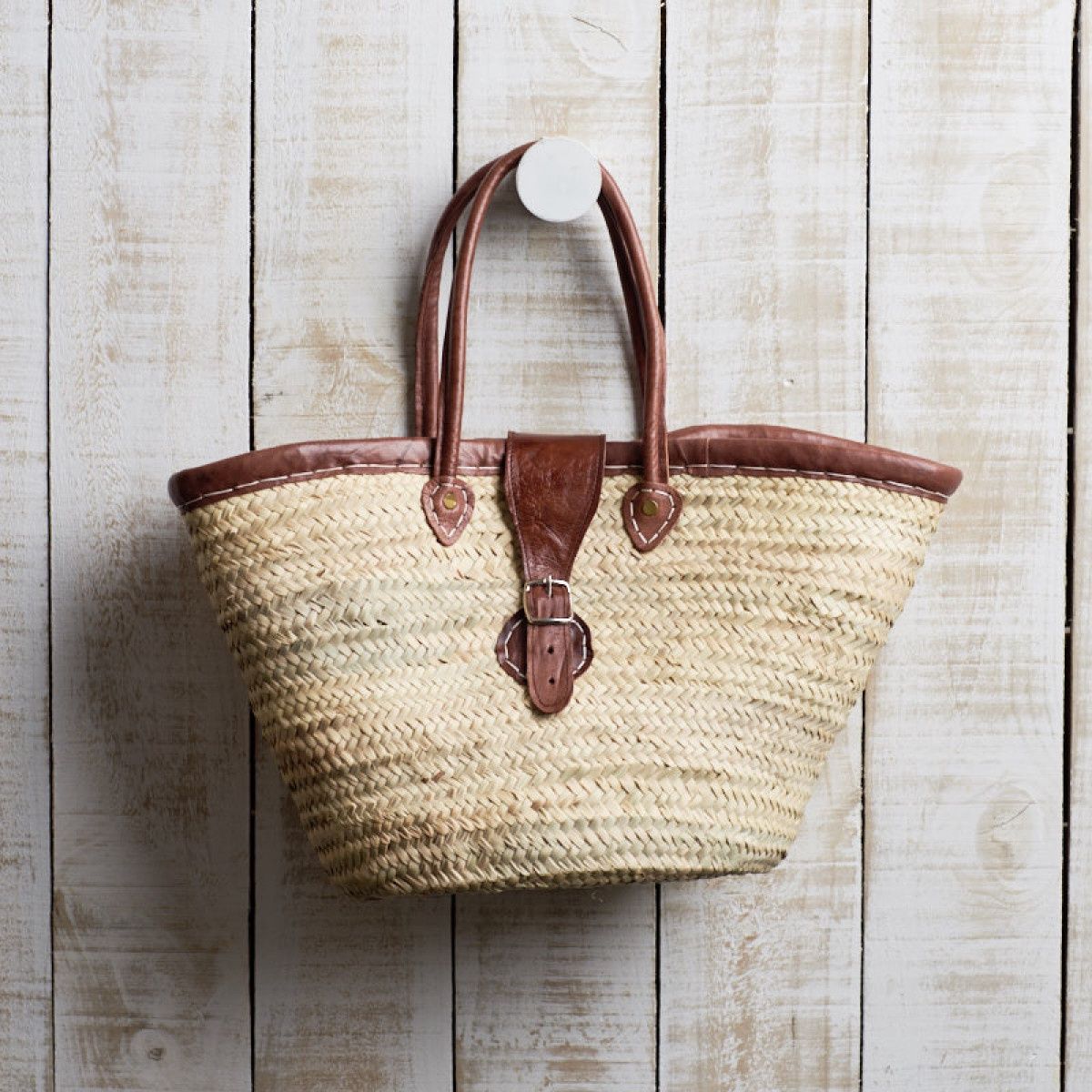 French Market Basket W Leather Buckle