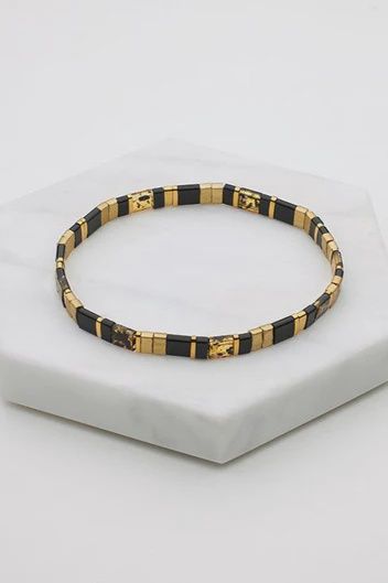 Tile Bracelet- Black/Brown