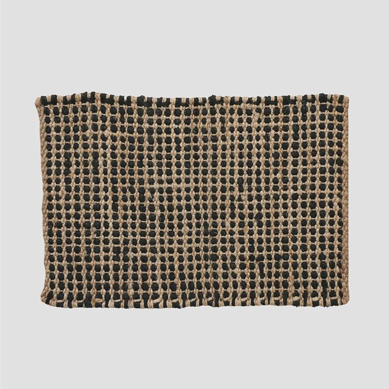 Waffle Weave Doormat Black &amp; Natural