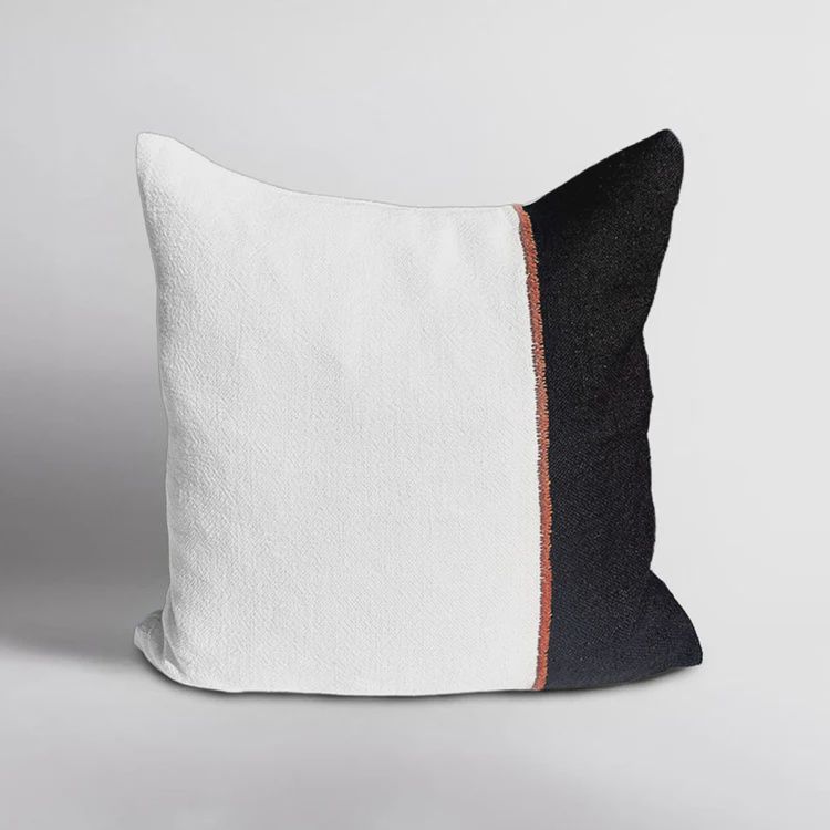 Bella Linen Cushion- White/Black/Nutmeg