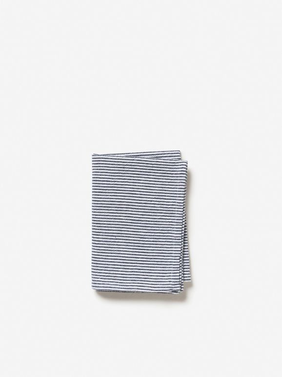Stripe Washed Cotton Tea Towel, Colour: Navy