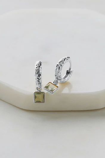 Mikayla Hoop Silver Green Amethyst