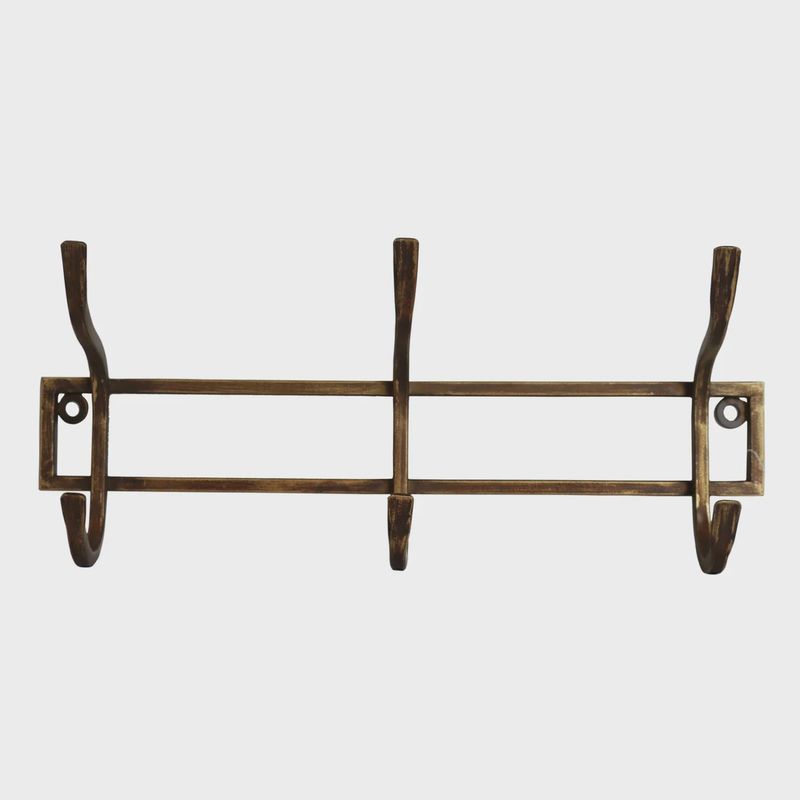 Three Hook Antique Brass Finish