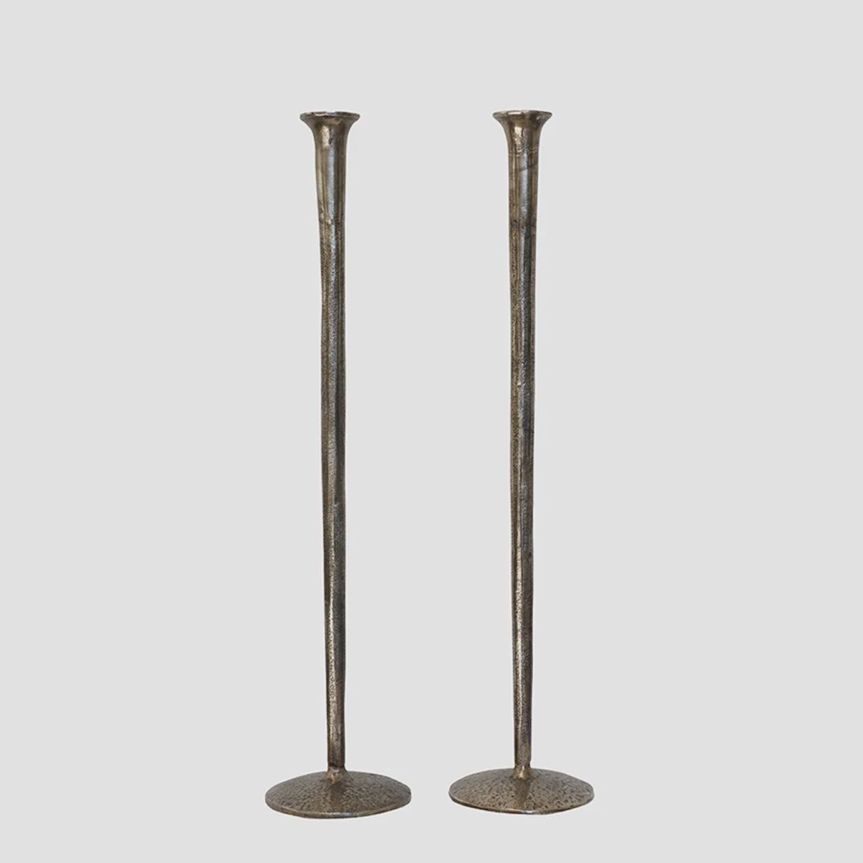 Forged Candlestick Aged Pewter S2