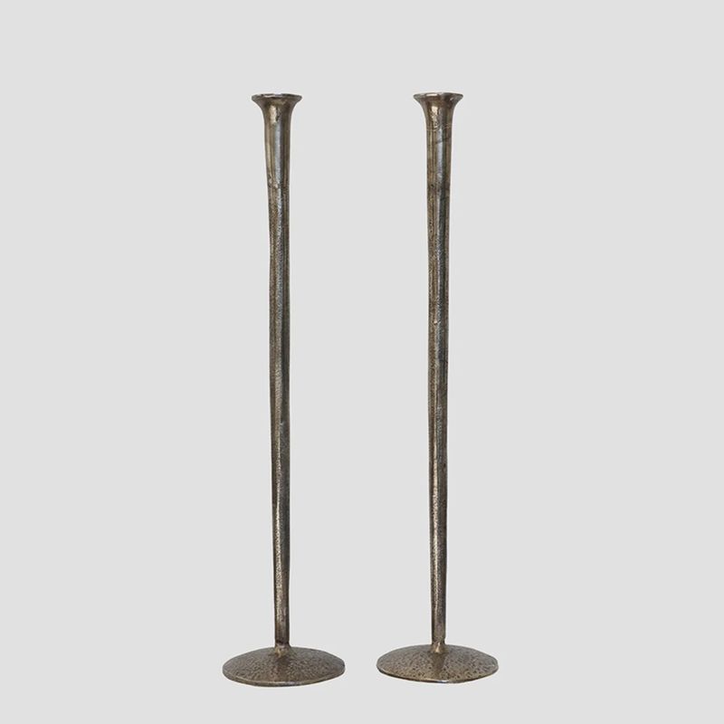 Forged Candlestick Aged Pewter S2