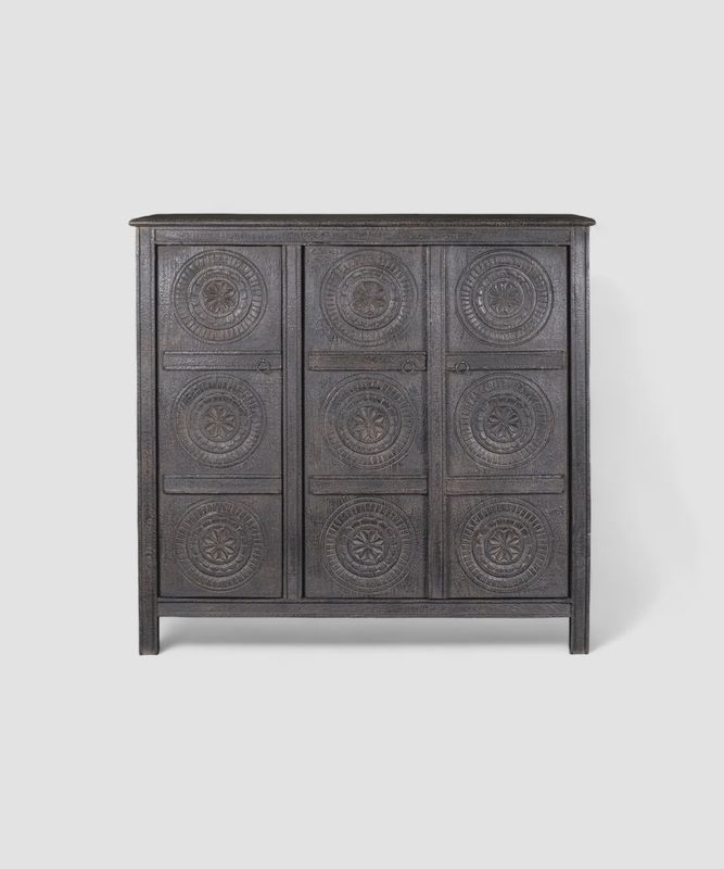 Theron Carved Black Cabinet