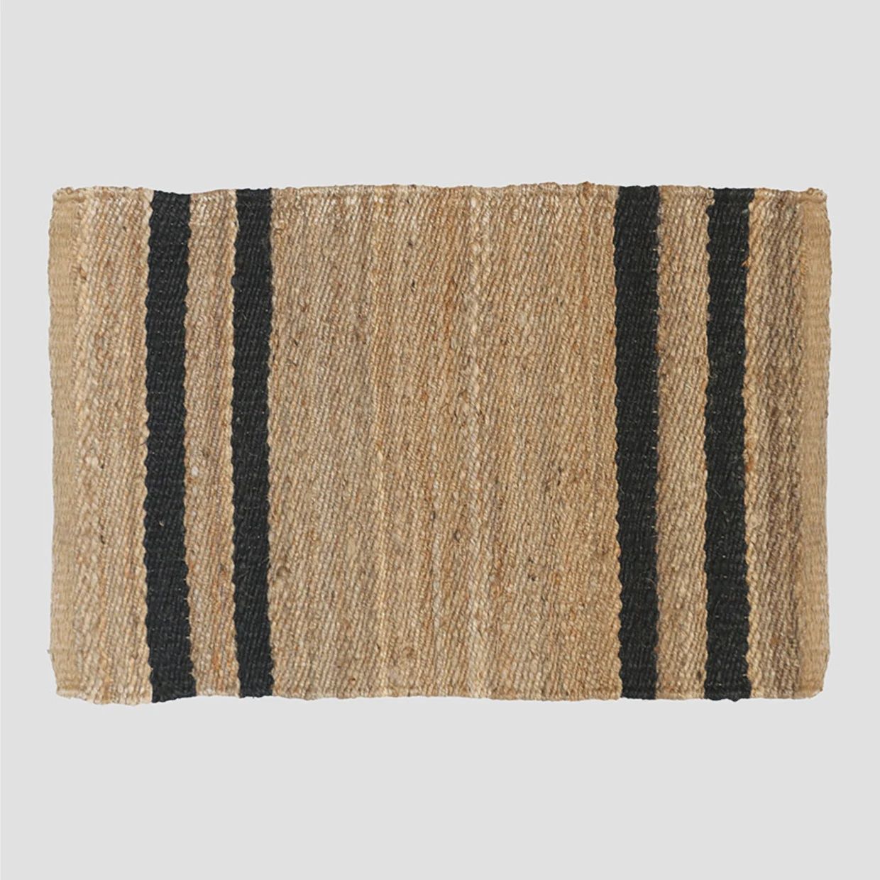 Jute Doormat w black stripes