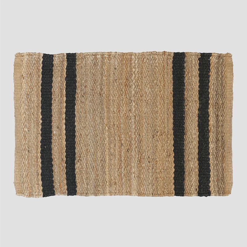 Jute Doormat w black stripes