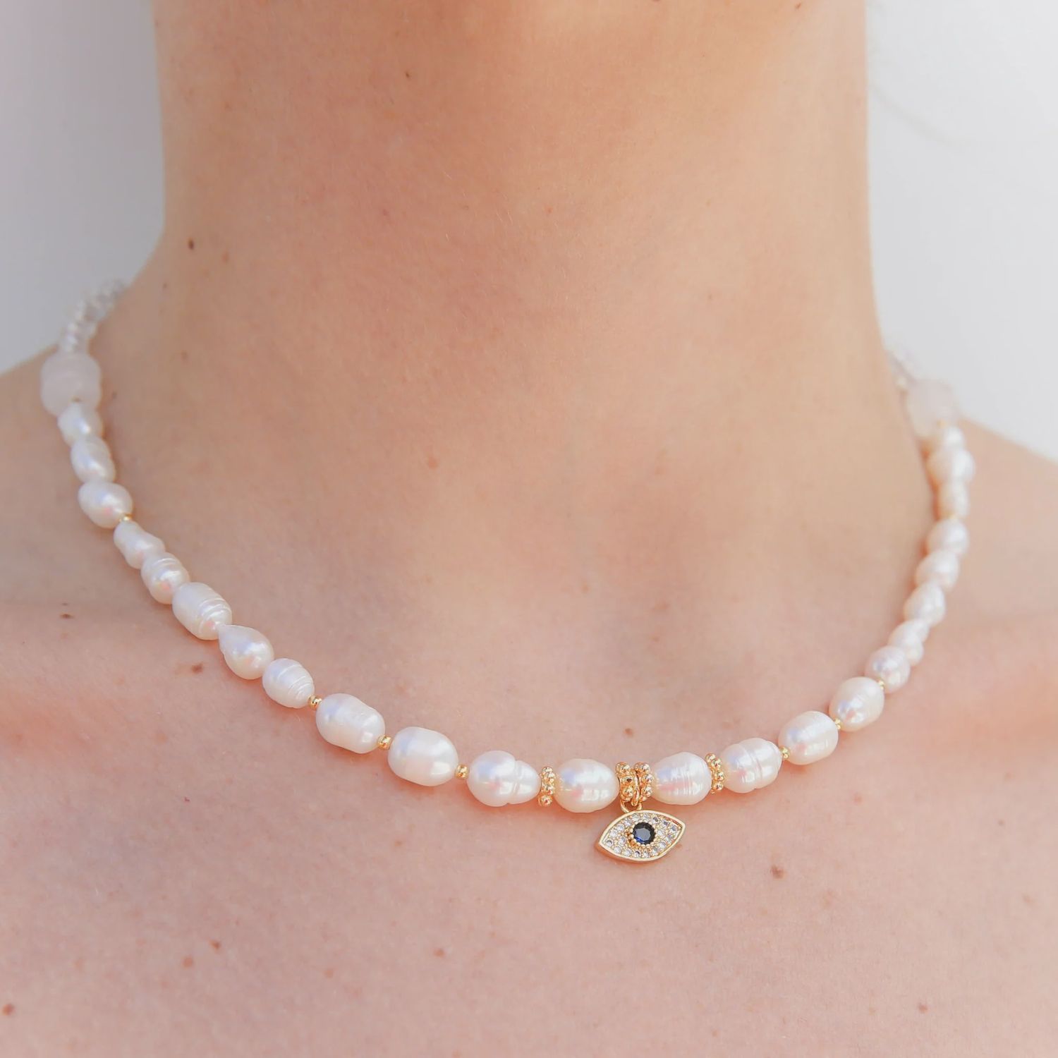 Evil Eye Pearl Necklace