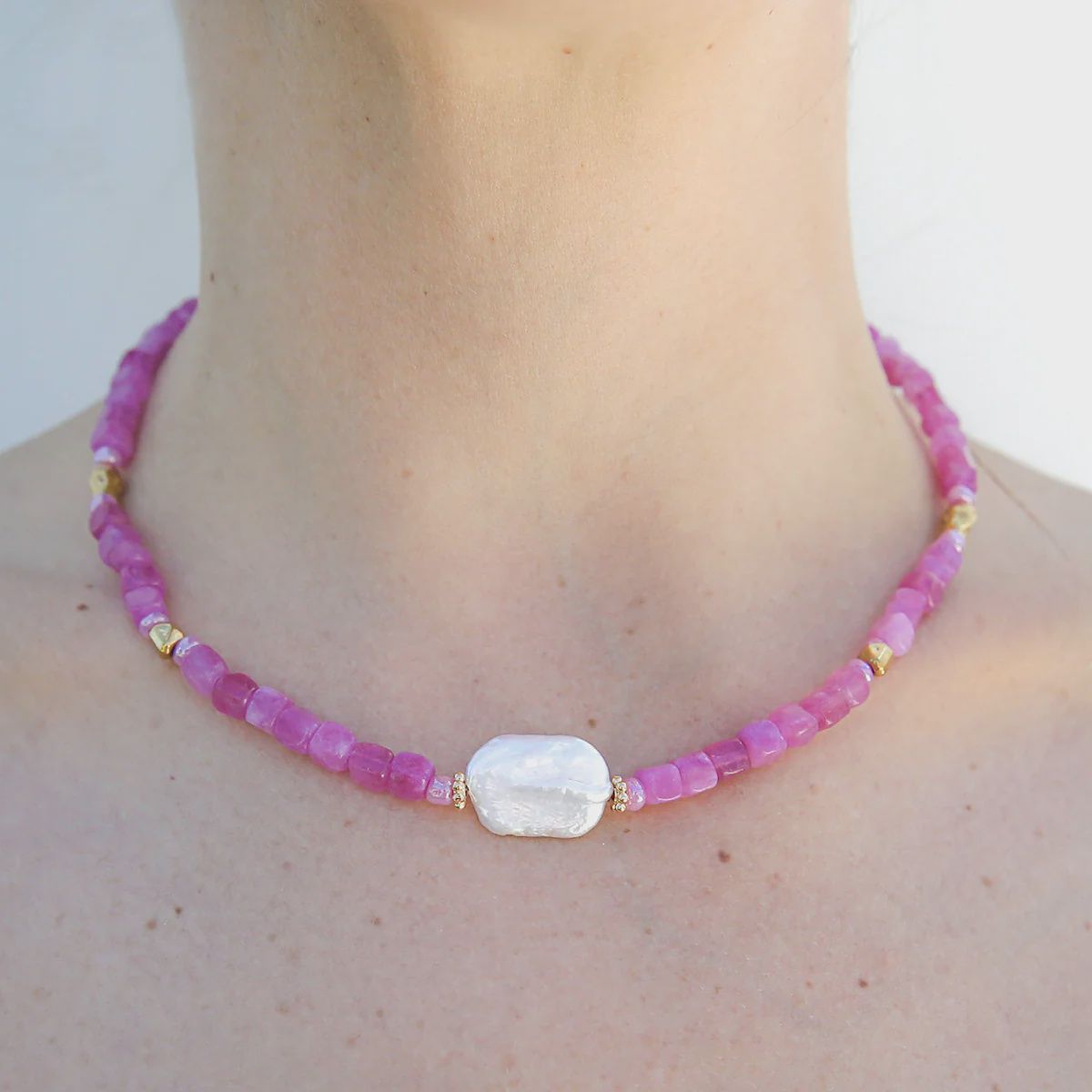 Magenta Pearl Necklace