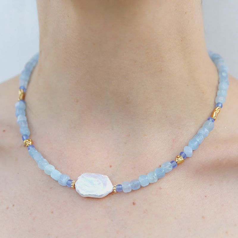 Ice Blue Pearl Necklace