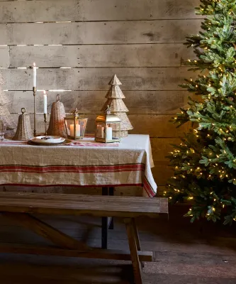 Red Selvedge Stripe Linen Table Runner
