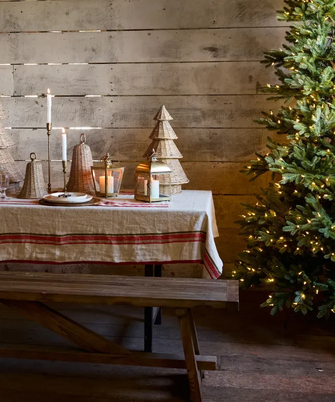 Red Selvedge Stripe Linen Table Runner
