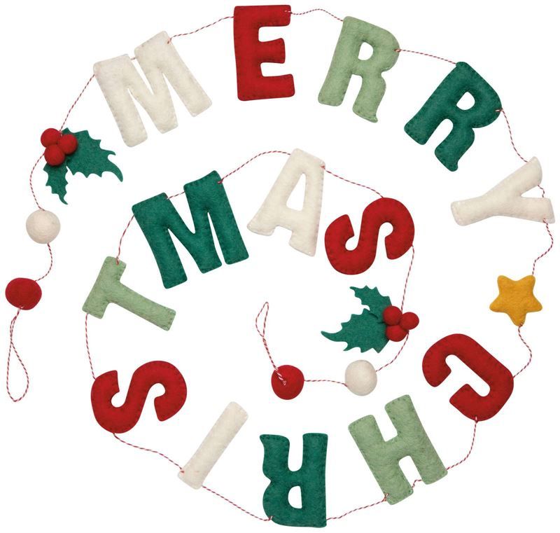 Merry Christmas Wool Garland