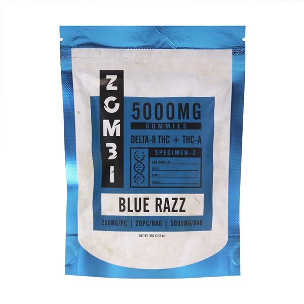 Zombi Delta 8 + THCA Gummies | 5000mg, Flavor: Blue Razz