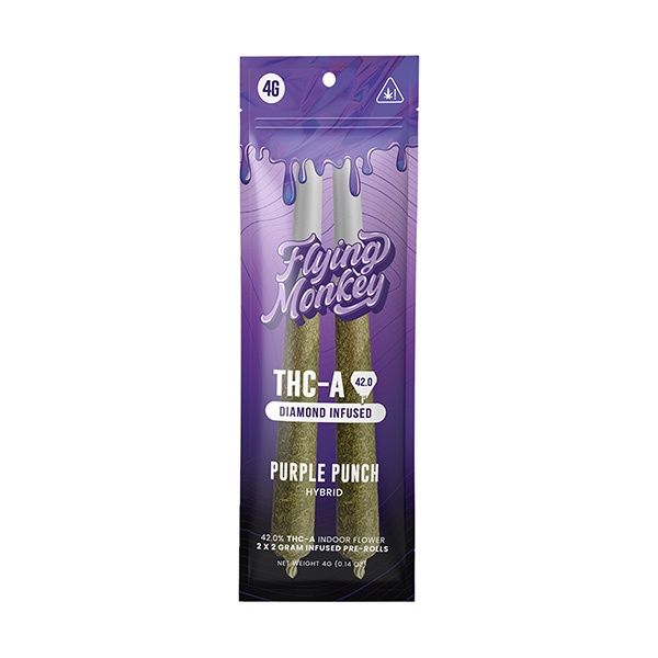 Flying Monkey THC-A Diamond Infused Pre-Roll, Flavor: Purple Punch
