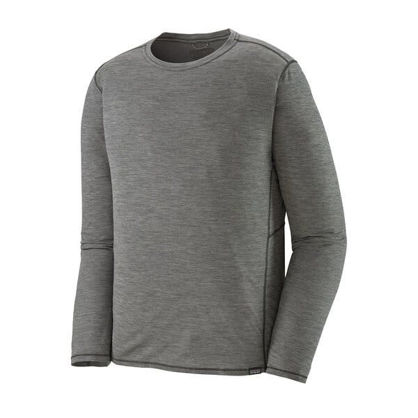 2022 Patagonia Men&#39;s Long-Sleeved Capilene Cool Lightweight Shirt, Color: Forge Grey - Feather Grey X-Dye, Size: Small