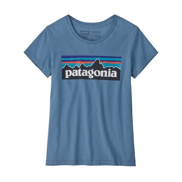 2022 Patagonia Girls&#39; Regenerative Organic Certified Cotton P-6 Logo T-Shir, Color: Pigeon Blue, Size: X-Small