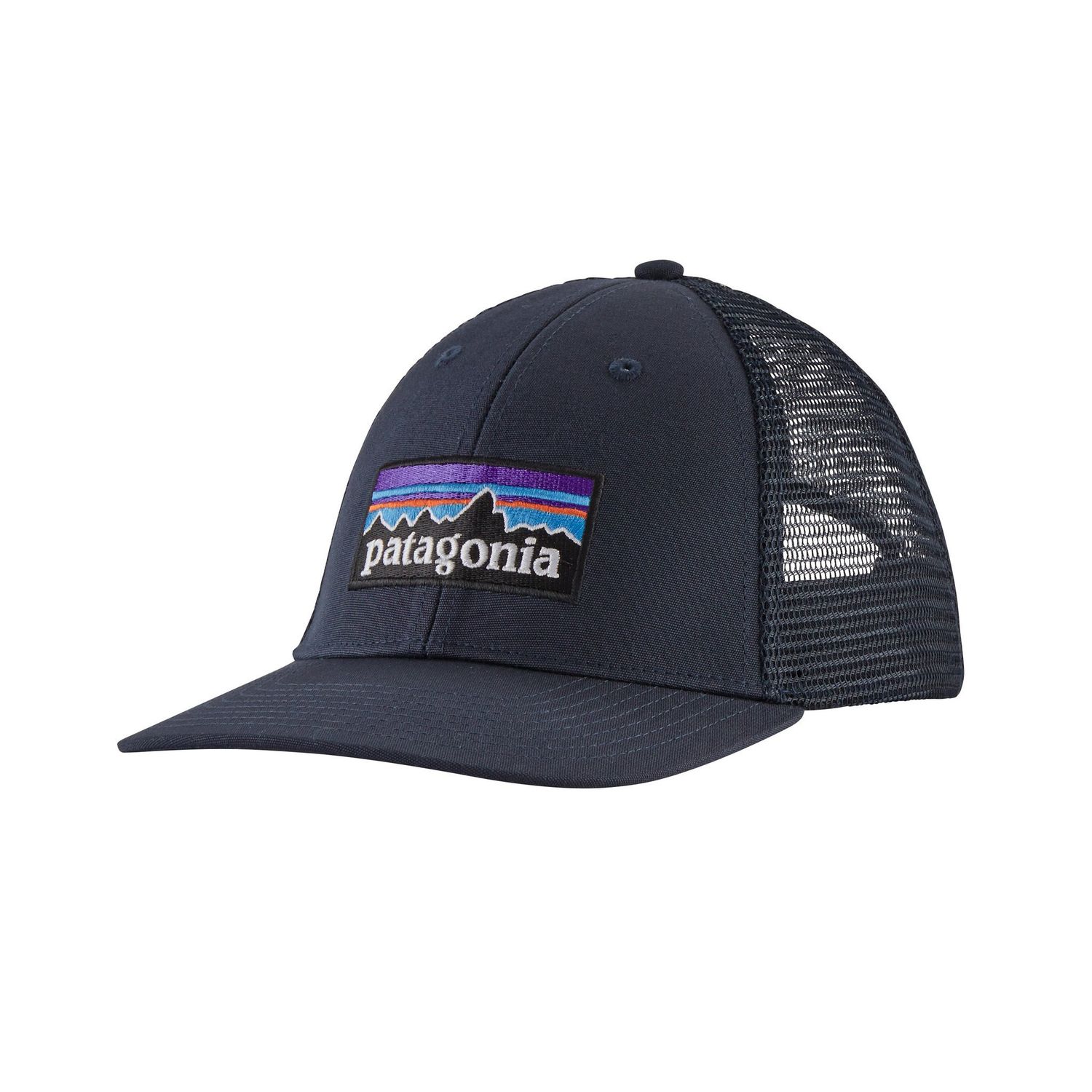2024s Patagonia P-6 Logo LoPro Trucker Hat, Color: Navy Blue