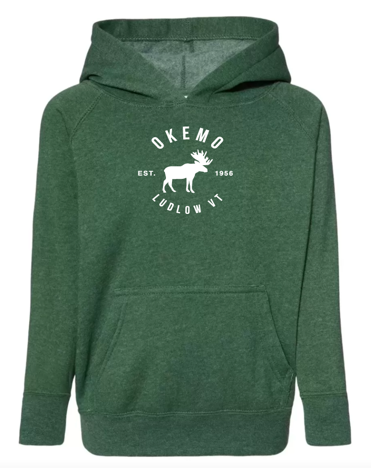 2024s Okemo Y Moose Deluxe Hoodie, Color: Moss Heather, Size: X-Small