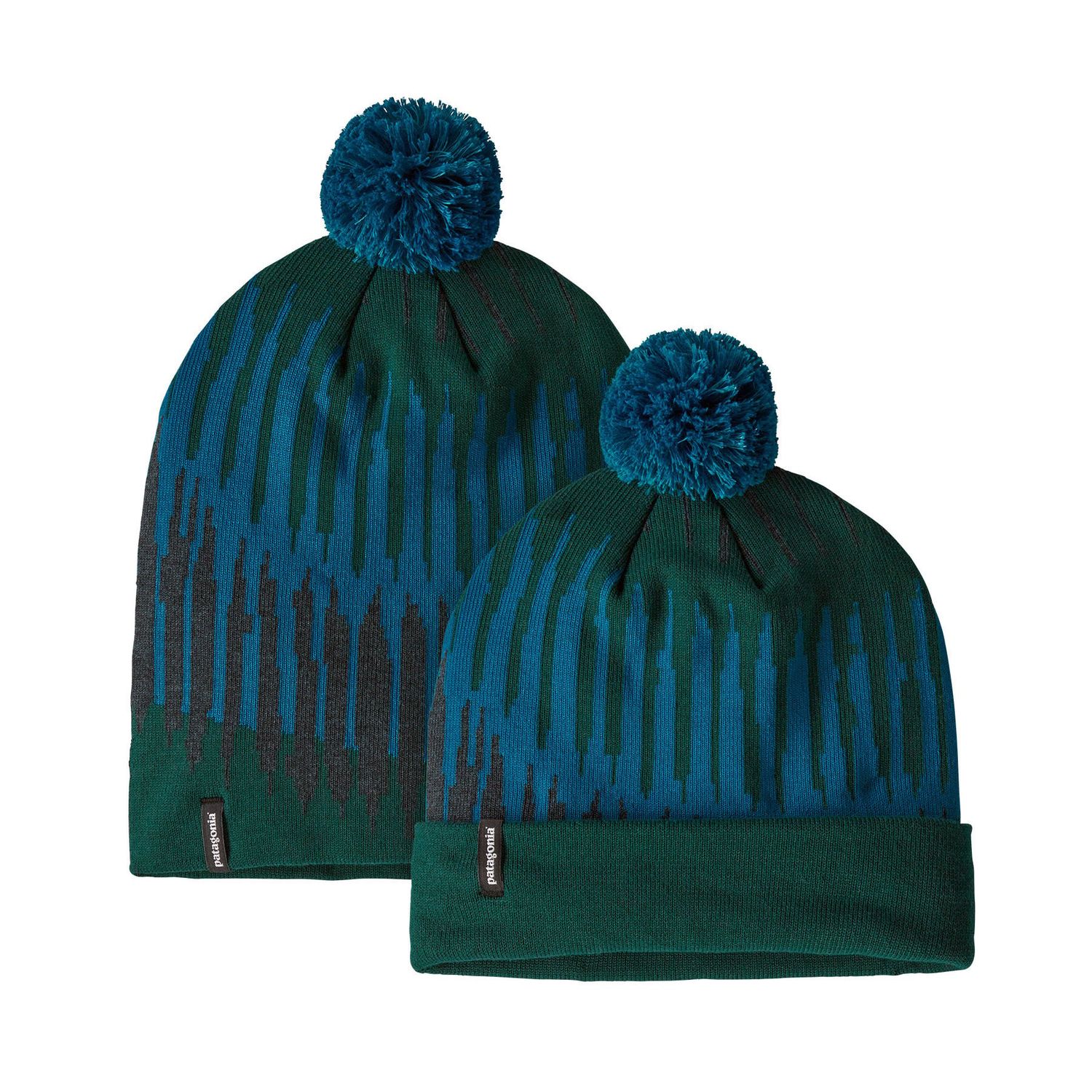 2024 Patagonia LW Powder Town Beanie, Color: Aurora Knit Dark Borealis Green
