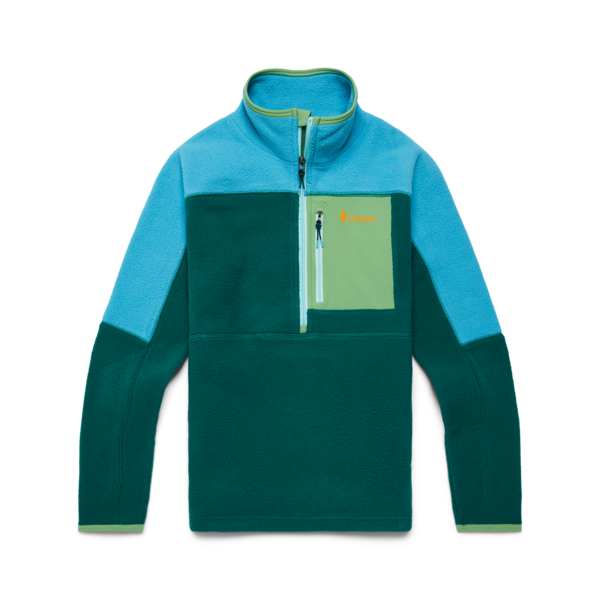 2026 Cotopaxi W Abrazo Half-Zip Fleece Jacket, Color: Poolside &amp; Greenery, Size: X-Small