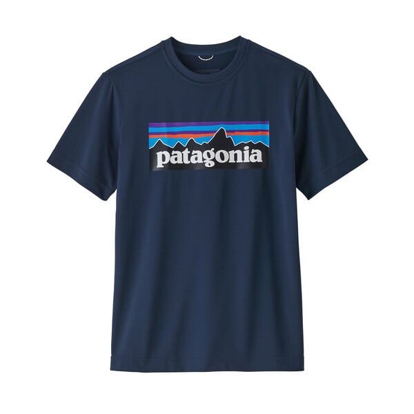 2022 Patagonia Boys&#39; Cap Cool Daily T-Shirt, Color: P-6 Logo New Navy, Size: X-Small