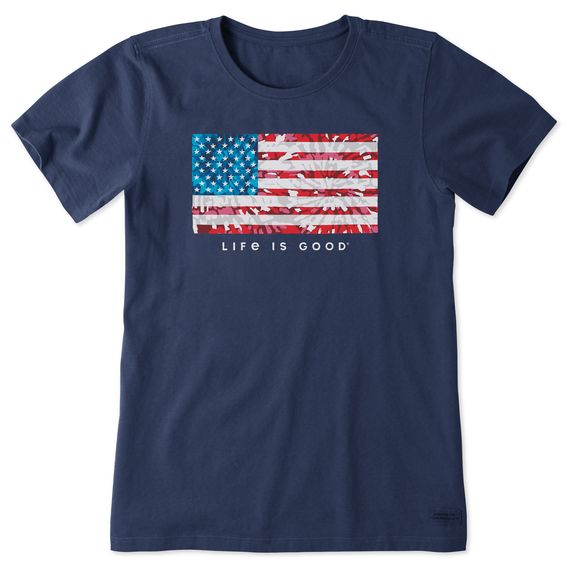 2022 LIG W CRUSHER TEE TIE DYE FLAG, Color: Darkest Blue, Size: X-Small