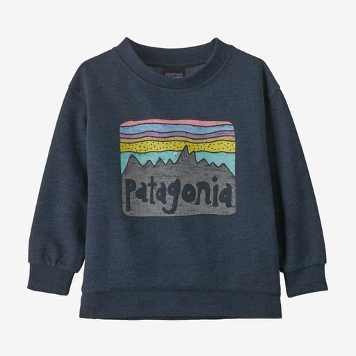2023s Patagonia Baby LW Crew Sweatshirt, Color: Fitz Roy Skies New Navy, Size: 6M