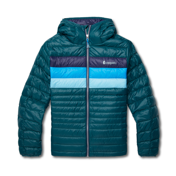 2024 Cotopaxi W Fuego Down Hooded Jacket, Color: Deep Ocean Stripes, Size: XX-Small