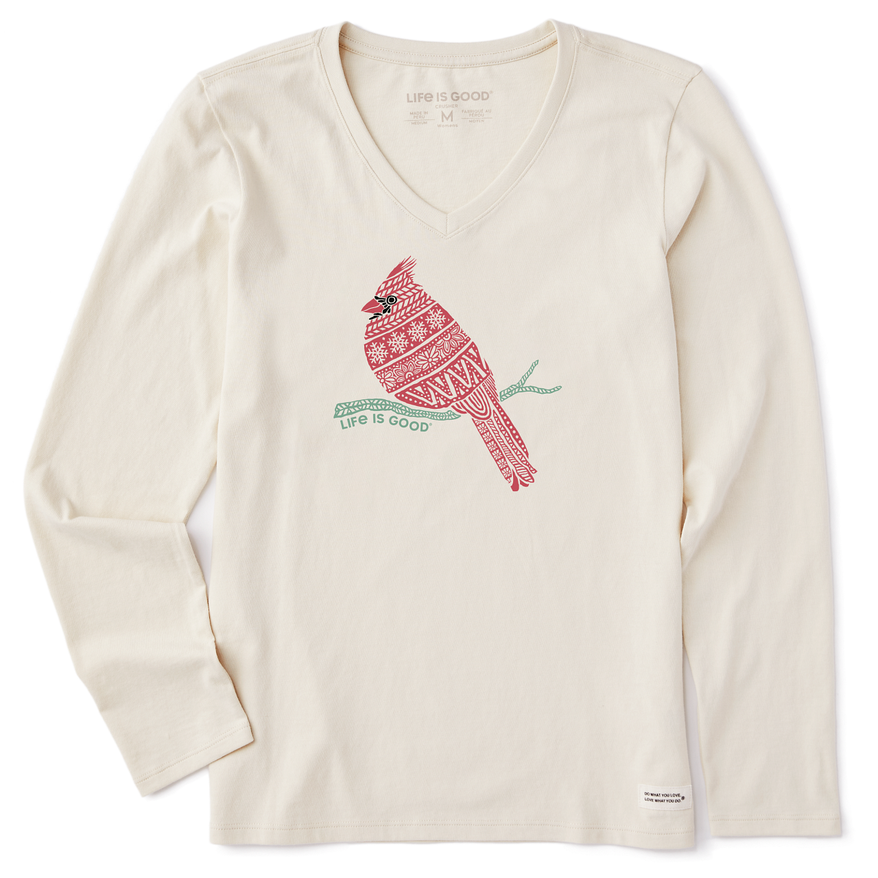 2023 LIG W LS CRUSHER VEE TRIBAL CARDINAL, Color: Putty White, Size: Small