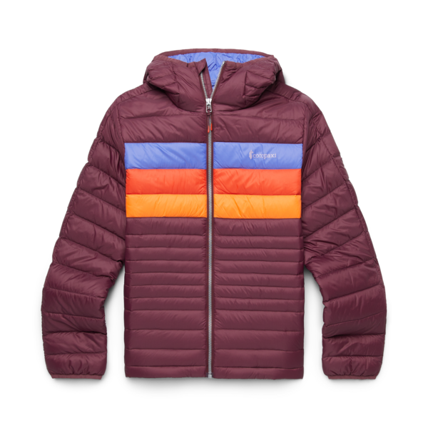 2024 Cotopaxi W Fuego Down Hooded Jacket - Plus Size, Color: Wine Stripes, Size: X-Large