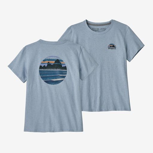 2023s Patagonia W&#39;s Skyline Stencil Responsibili-Tee, Color: Steam Blue, Size: Medium