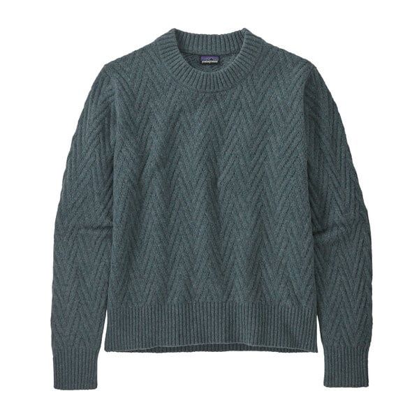 2024 Patagonia W&#39;s Recycled Wool-Blend Crewneck Sweater, Color: Chevron Cable Nouveau Green, Size: Small