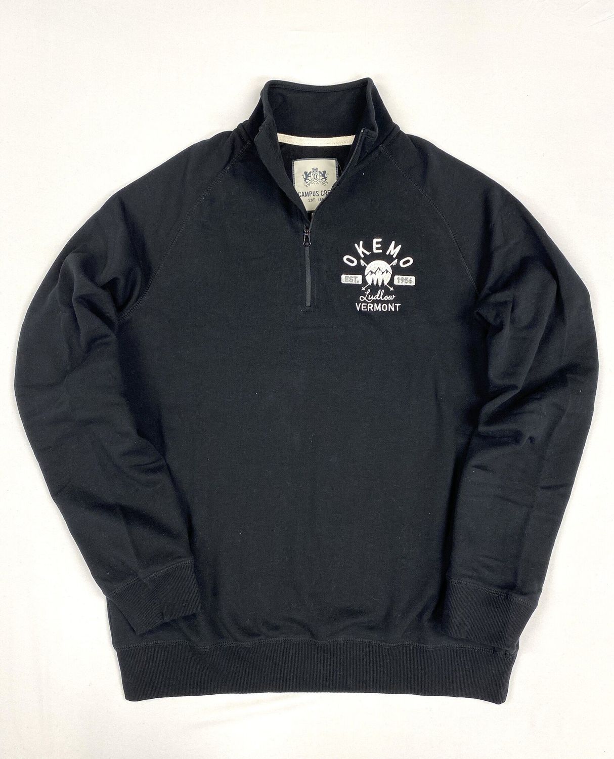 2024 CC Okemo Heritage 1/4 Zip Mock, Color: Solid Black, Size: X-Small
